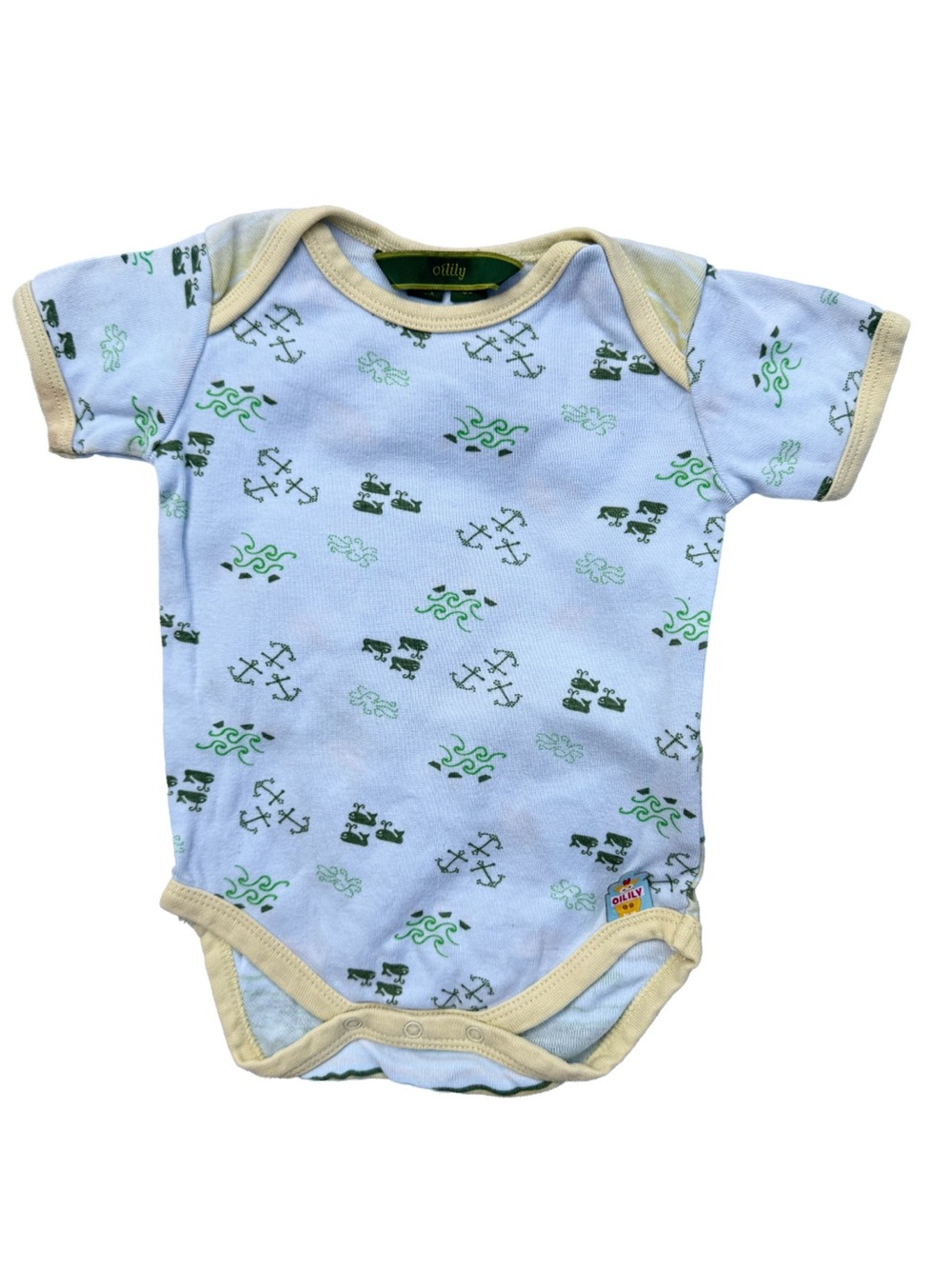Oilily Nautical Ocean Whale Anchor Bodysuit Blue Size 62 3M Boy Girl Onesie EUC
